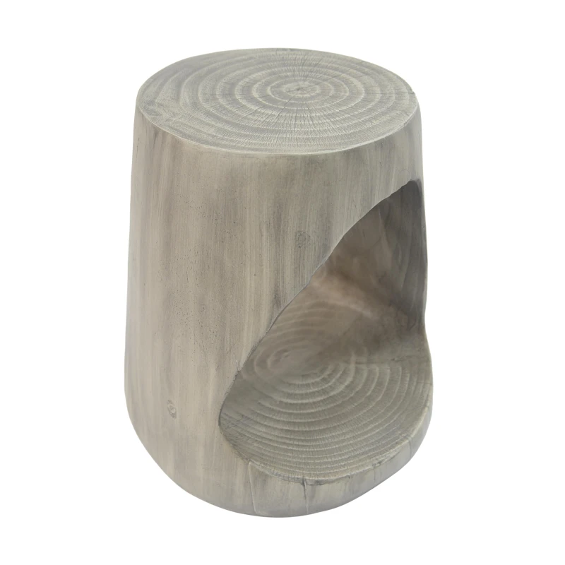 Hollow Side Table with Realistic Wood-Grain Texture, Pet-Friendly End Table with Weather-Resistant Composite, 14.5" L x 14.5" W x 16.5" H, Grey