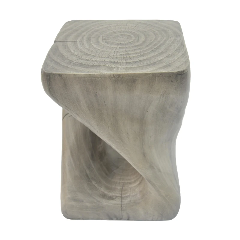 Twisted Hourglass Accent Side Table with MGO Composite, All-Weather End Table with UV-/Water-Resistant Finish, 11.5" L x 11.5" W x 16" H, Grey