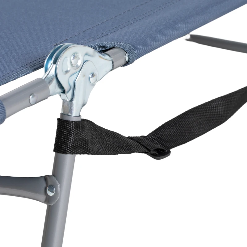 Outsunny Folding Outdoor Lounge Chair, 5-Level Tanning Chair with Face Hole, Side Pocket, Carry Strap for Beach Pool, Grey