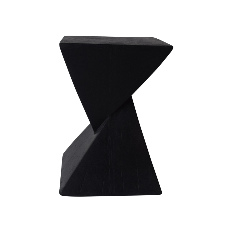 Stylish MGO Accent Table with Realistic Wood-Grain Texture, All-Weather Side Table with Stable 77 Lbs Capacity, 12.5" L x 12.5" W x 18" H, Black