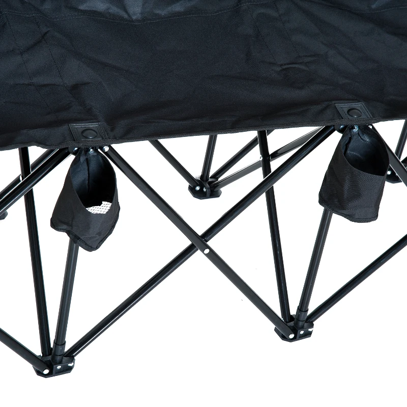 Outsunny 6 Seat Folding Camping Chair with Cup Holder and Carrying Case for Camping, Picnic, Sport Events, Black