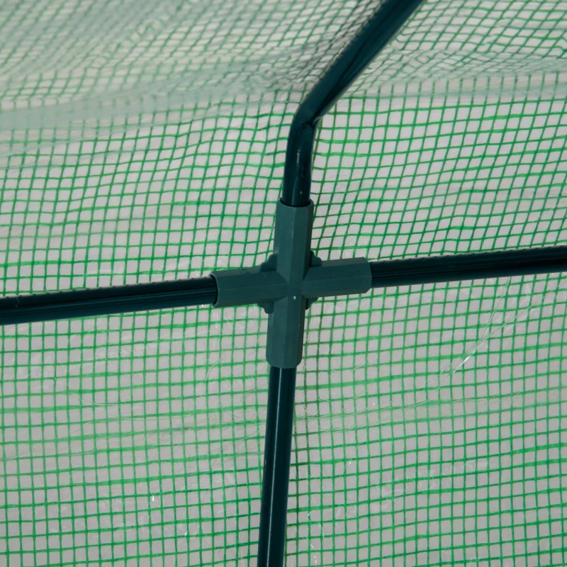 Outsunny 6' x 3' x 3' Portable Mini Greenhouse, Garden Green House Kit with 2 PE/Plastic Covers, Steel Frame and 2 Roll Up Zipper Windows, Dark Green