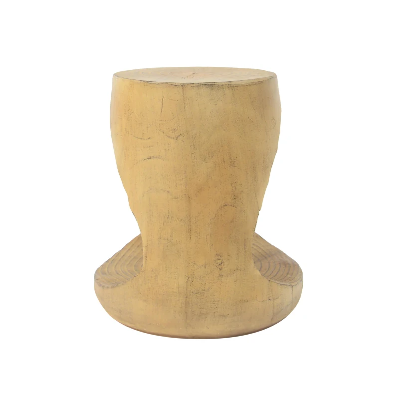 Hollow Side Table with Realistic Wood-Grain Texture, Pet-Friendly End Table with Weather-Resistant Composite, 14.5" L x 14.5" W x 16.5" H, Natural