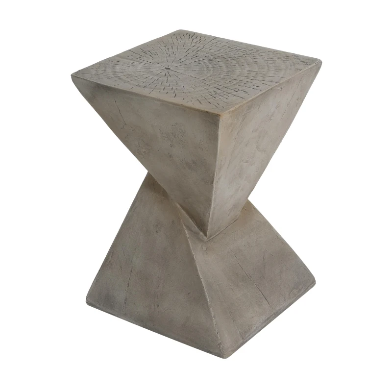 Stylish MGO Accent Table with Realistic Wood-Grain Texture, All-Weather Side Table with Stable 77 Lbs Capacity, 12.5" L x 12.5" W x 18" H, Light Gray