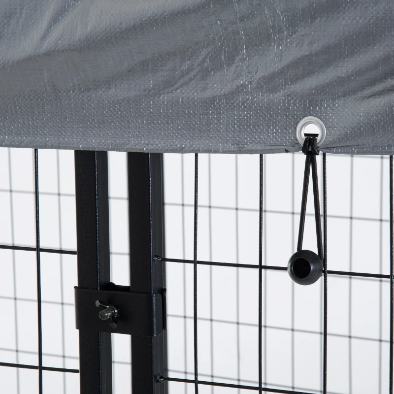 PawHut Outdoor Dog Kennel with Waterproof UV-Resistant Cover, 8 x 4 x 6 ft