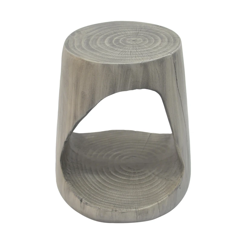 Hollow Side Table with Realistic Wood-Grain Texture, Pet-Friendly End Table with Weather-Resistant Composite, 14.5" L x 14.5" W x 16.5" H, Grey