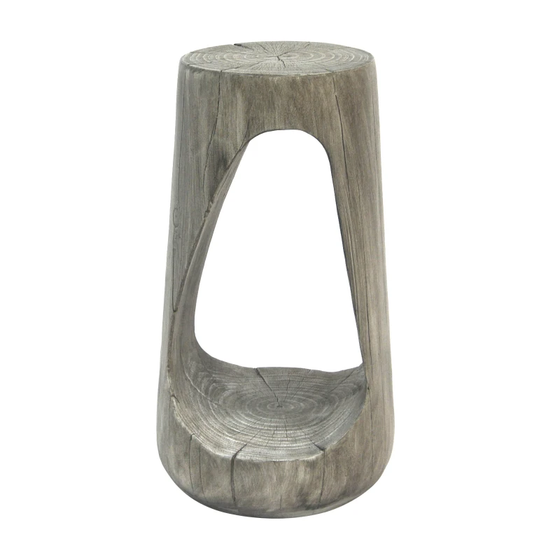 Modern End Table with Unique Wood Grain Texture and All-Weather Durability, Sturdy Side Table with 200 Lbs Capacity, 15" L x 15" W x 26.5" H, Grey