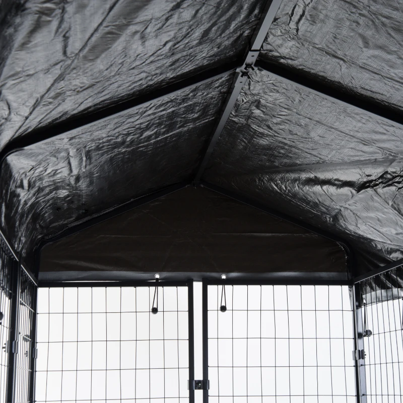 PawHut Outdoor Dog Kennel with Waterproof UV-Resistant Cover, 8 x 4 x 6 ft