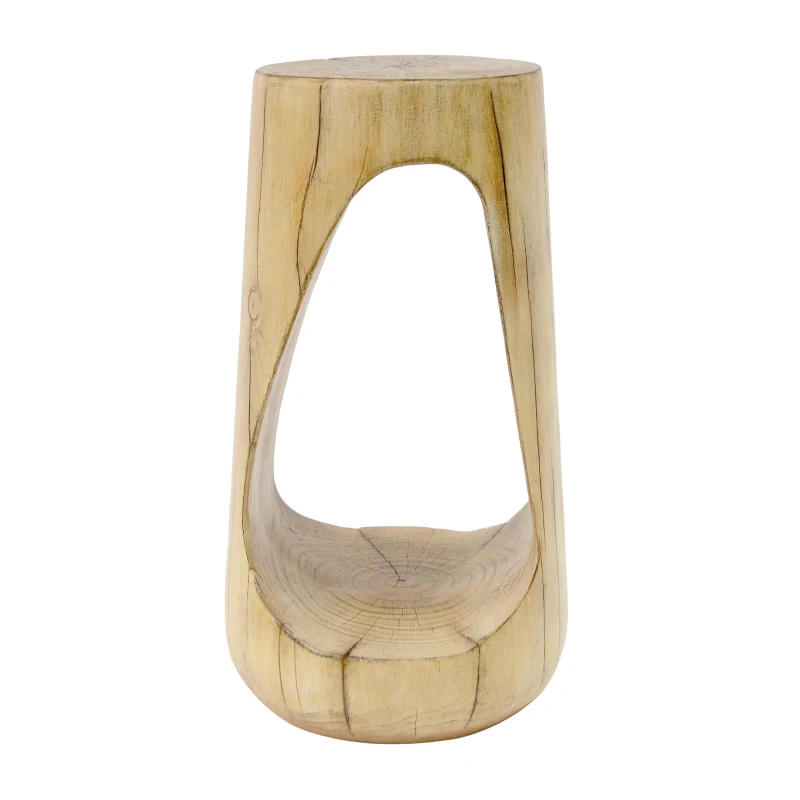 Modern End Table with Unique Wood Grain Texture and All-Weather Durability, Sturdy Side Table with 200 Lbs Capacity, 15" L x 15" W x 26.5" H, Natural