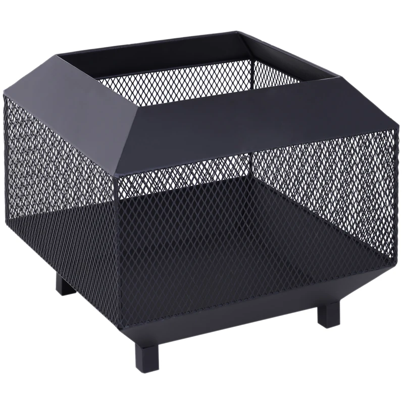 Outsunny 17" Outdoor Fire Pit with Fire Poker, Wood Burning Firepits, Portable Firepit for Patio Backyard Bonfire Camping, Black