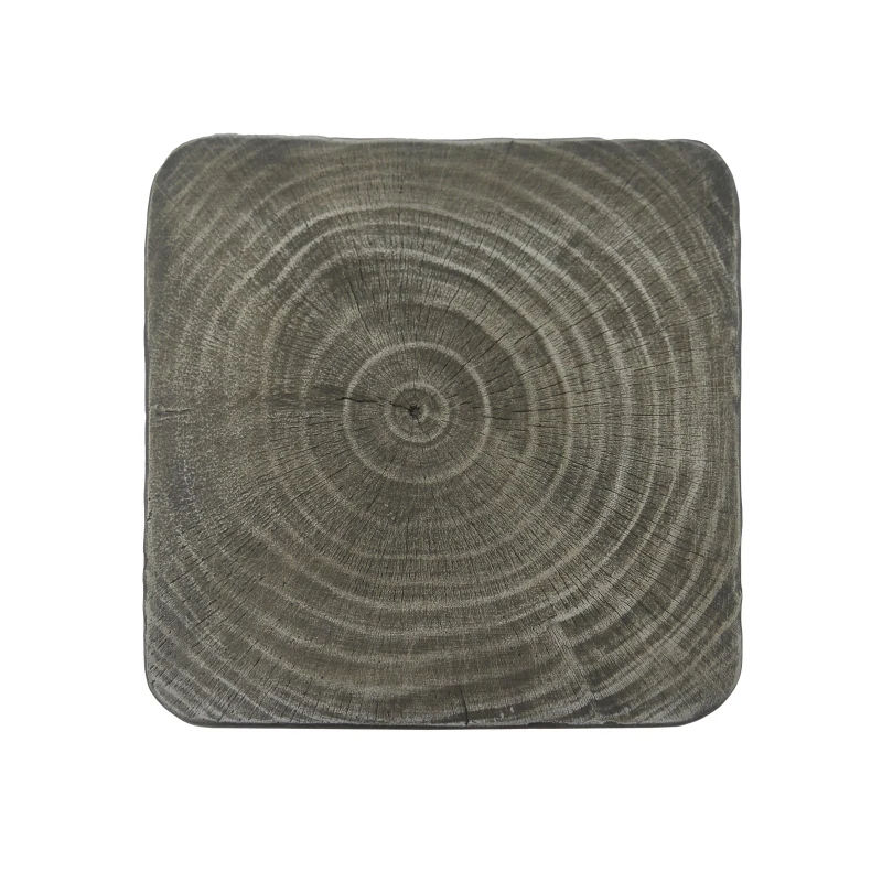 Sculptural MGO Accent Table with Unique Wood-Grain Texture, All-Weather Side Table with 200 Lbs Capacity, 12.5" L x 12.5" W x 27" H, Grey