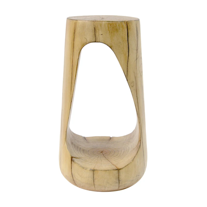 Modern End Table with Unique Wood Grain Texture and All-Weather Durability, Sturdy Side Table with 200 Lbs Capacity, 15" L x 15" W x 26.5" H, Natural