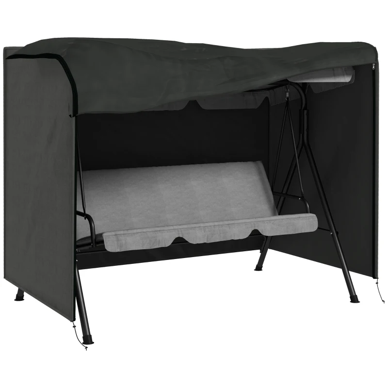 Outsunny 3-Seater Patio Swing Cover, Outdoor Garden Furniture Protection Hammock Glider Cover, 81" x 49" x 65", Dark Grey