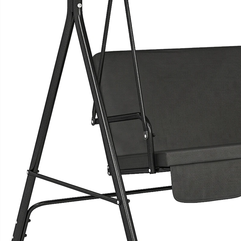Outsunny 3-Seater Outdoor Porch Swing with Adjustable Canopy, Patio Swing Chair for Garden, Poolside, Backyard, Black