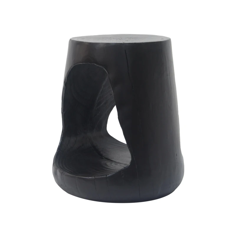 Hollow Side Table with Realistic Wood-Grain Texture, Pet-Friendly End Table with Weather-Resistant Composite, 14.5" L x 14.5" W x 16.5" H, Black
