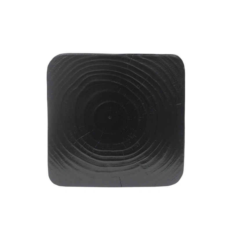 Sculptural MGO Accent Table with Unique Wood-Grain Texture, All-Weather Side Table with 200 Lbs Capacity, 12.5" L x 12.5" W x 27" H, Black