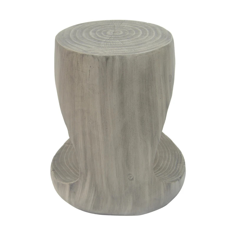 Hollow Side Table with Realistic Wood-Grain Texture, Pet-Friendly End Table with Weather-Resistant Composite, 14.5" L x 14.5" W x 16.5" H, Grey