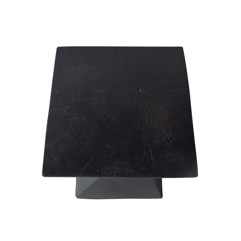 Stylish MGO Accent Table with Realistic Wood-Grain Texture, All-Weather Side Table with Stable 77 Lbs Capacity, 12.5" L x 12.5" W x 18" H, Black