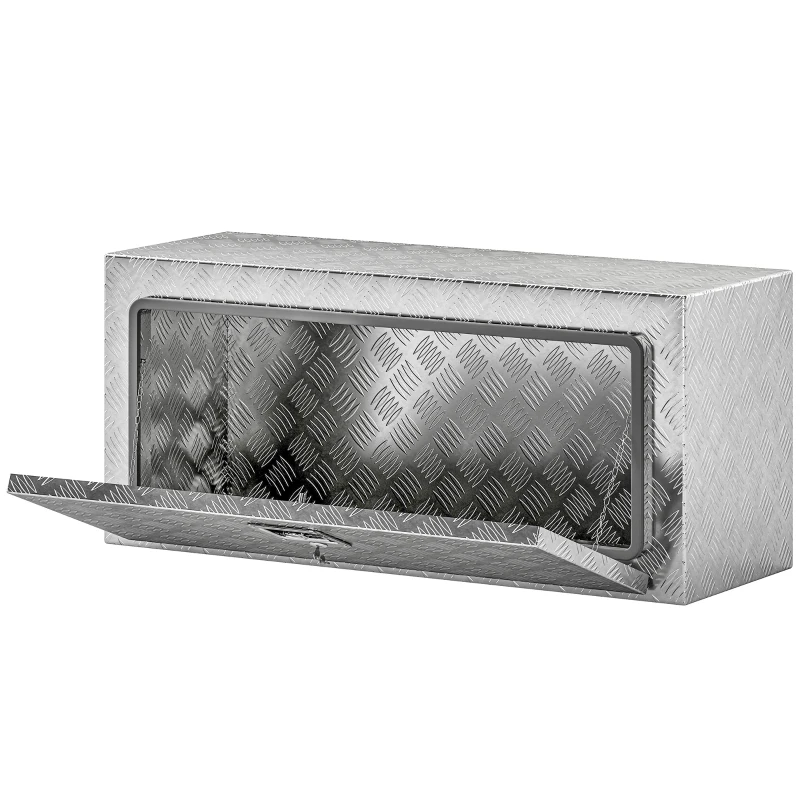 HOMCOM Heavy Duty Aluminum Underbody Truck Tool Box, 36 Inch Wavy Plate Tool Box Chest, Waterproof Storage Toolbox Organizer