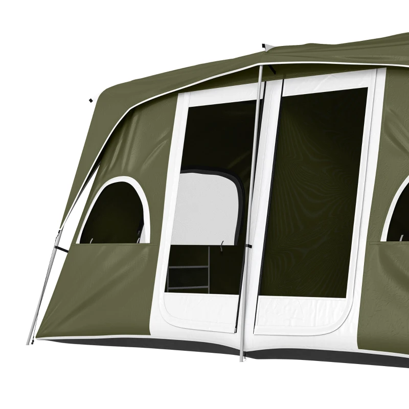 Outsunny 4-8 Person Family Tent, Camping Tent with 2 Room Mesh Windows, Easy Set Up for Backpacking, Hiking, Outdoor, Dark Green