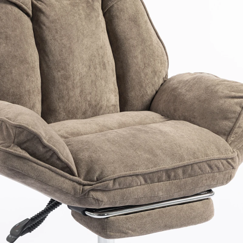 HOMCOM Big and Tall Office Chair Footrest Executive Desk Chair High Back Snowflake Velvet Reclining, Brown