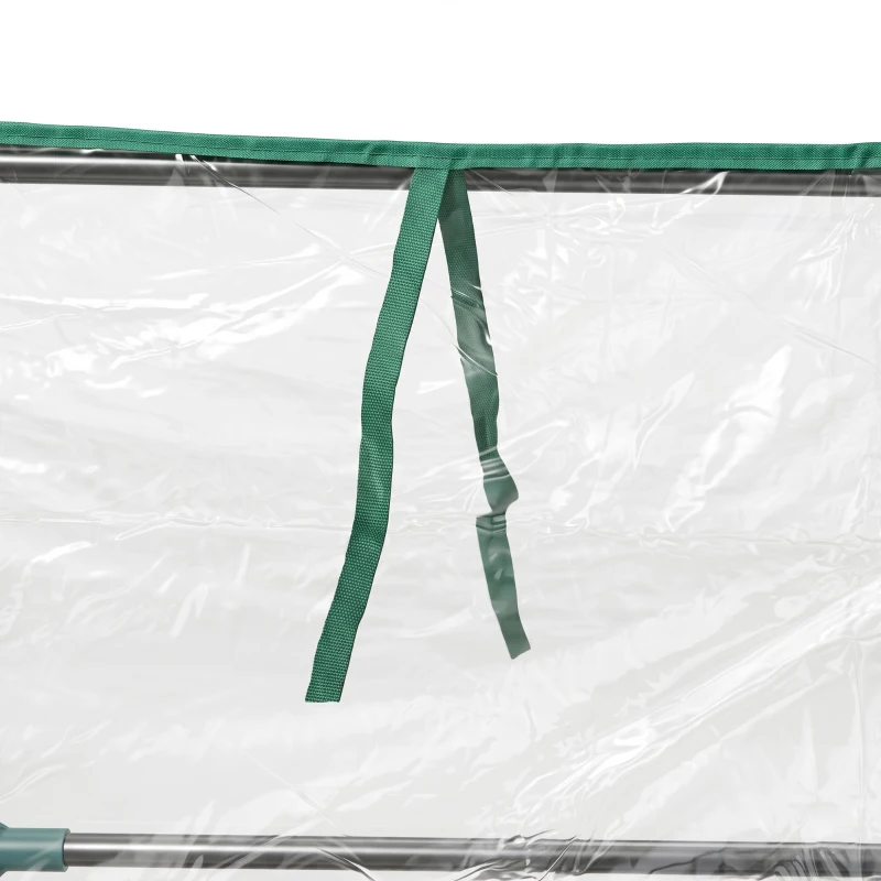 Outsunny Steel Raised Garden Bed with Cover and Roll Up Door, Dual Use, 50"x37.4" Outdoor Greenhouse, Clear