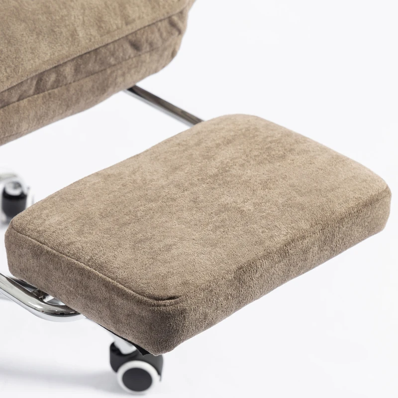 HOMCOM Big and Tall Office Chair Footrest Executive Desk Chair High Back Snowflake Velvet Reclining, Brown