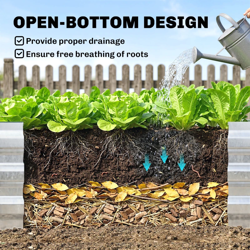 Outsunny Steel Raised Garden Bed with Cover and Roll Up Door, Dual Use, 50"x37.4" Outdoor Greenhouse, Clear