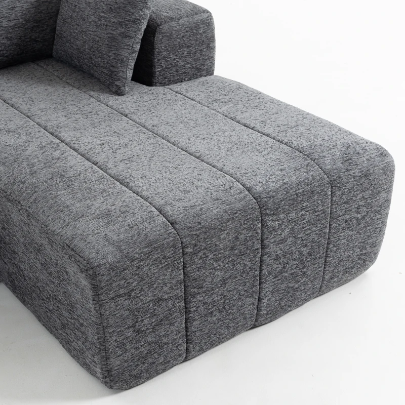 HOMCOM 101" Modular Sectional Sofa with Chaise, Chenille Boneless Cloud Sofa Bed, 3 Seater L-Shaped Couch, No Assembly, Grey