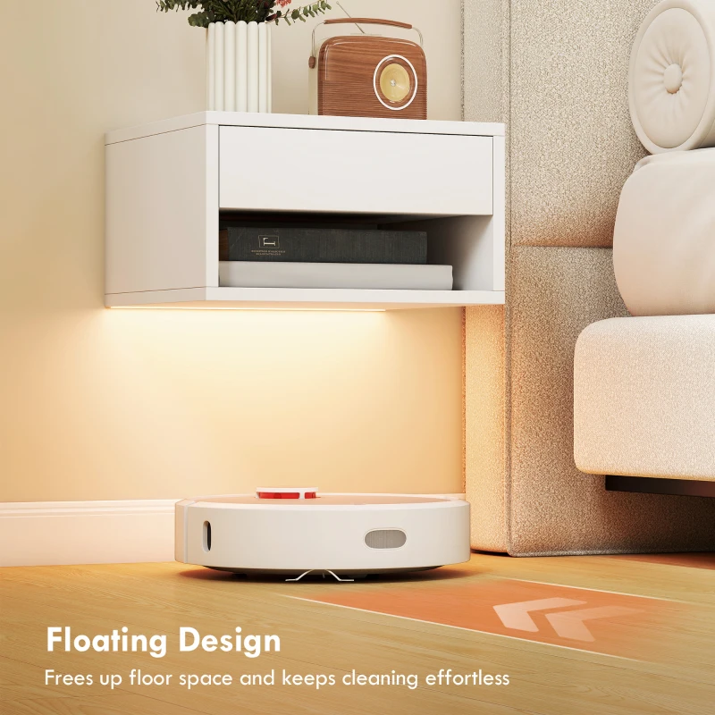 HOMCOM Floating Bedside Table Set of 2 with RGB LED Lights App Control