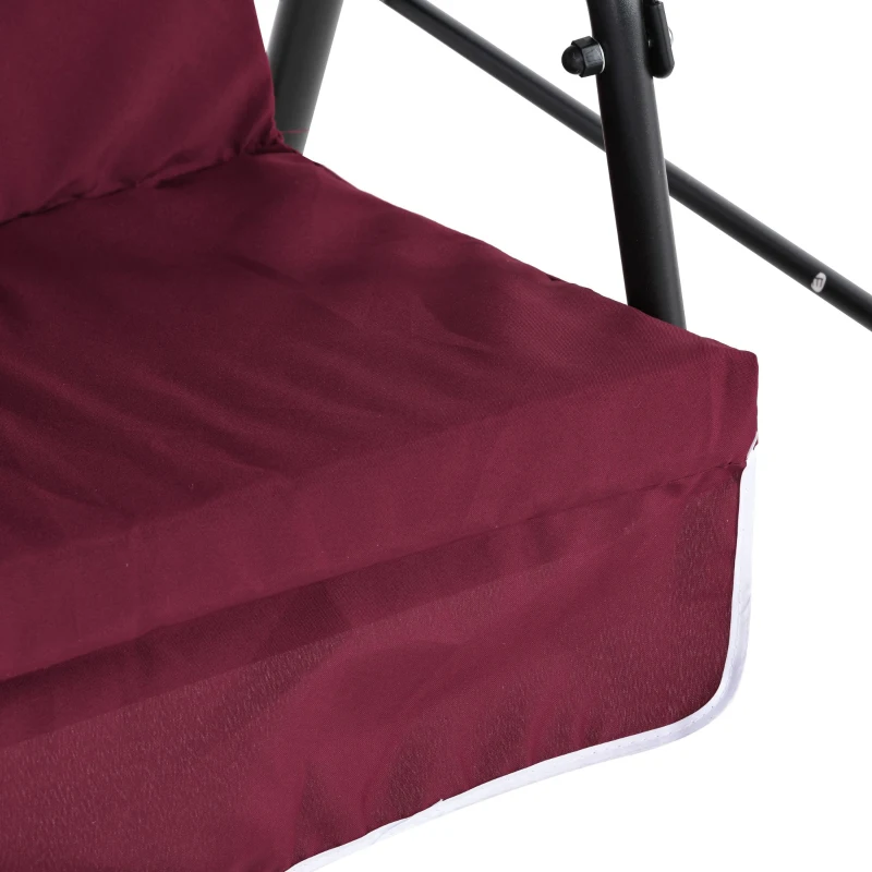 Outsunny 3-Seater Outdoor Porch Swing with Adjustable Canopy, Patio Swing Chair for Garden, Poolside, Backyard, Wine Red