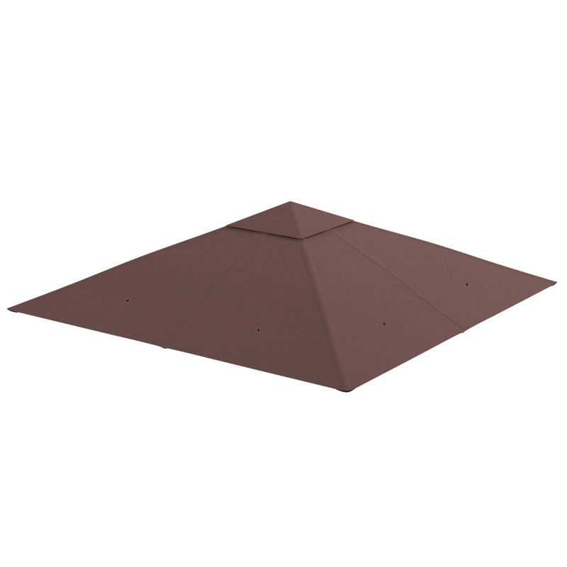 Outsunny 10' x 10' Square Gazebo Canopy Replacement UV Protected Top Cover Sun Shade Coffee