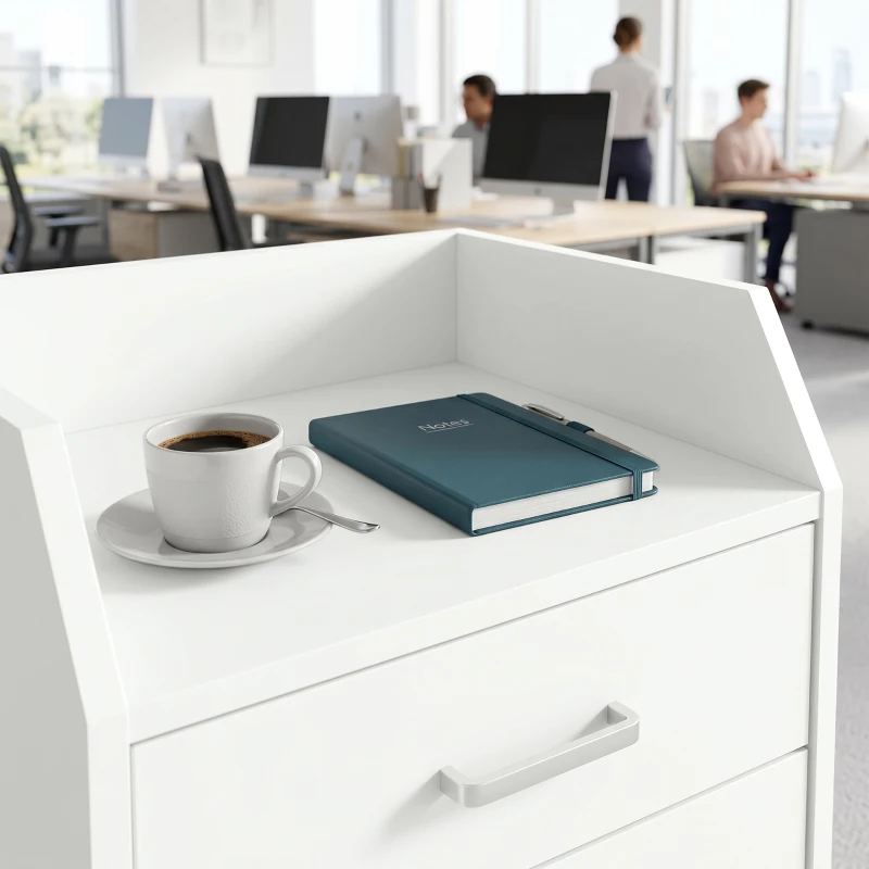 HOMCOM 4-Drawer Vertical Mobile Filing Cabinet, File Cabinet with Lockable Wheels for Home Office, White