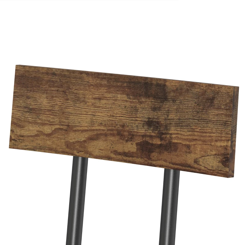 HOMCOM Bar Table Set Counter Height Barstools Set of 2 PU Cushioned Seats Rustic Brown