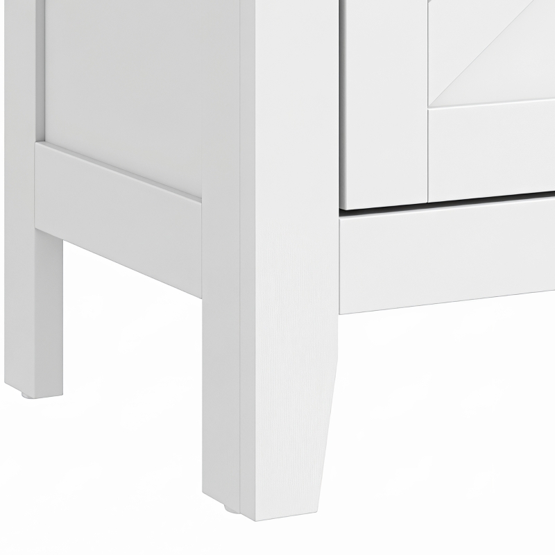 HOMCOM Farmhouse Bathroom Storage Cabinet, Bathroom Floor Cabinet with Barn Doors and Adjustable Shelves, White
