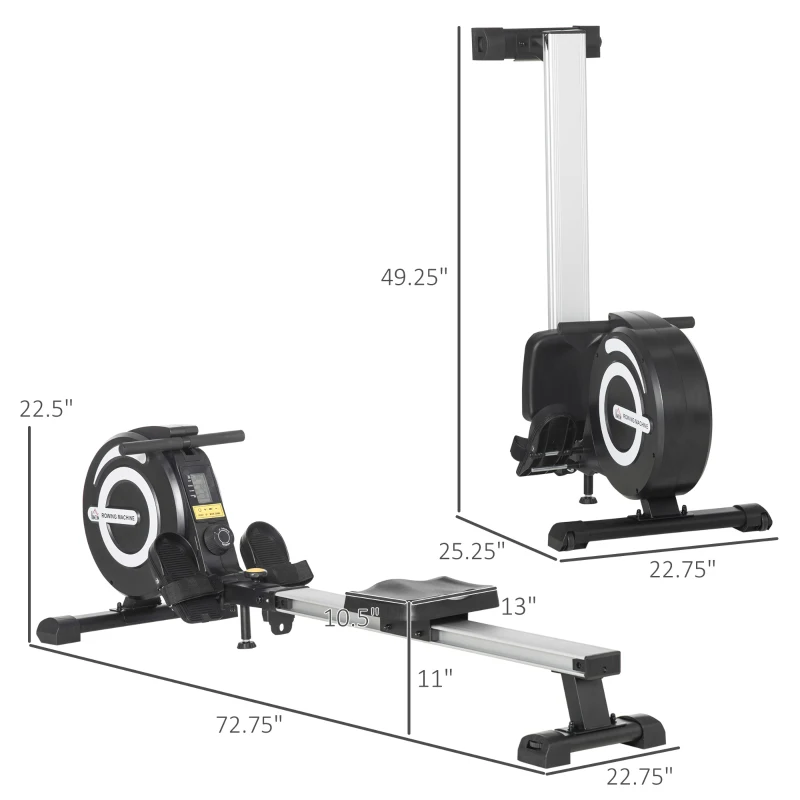 Soozier Magnetic Rowing Machine Adjustable Resistance Rower with LCD Digital Monitor Fully Body Health & Fitness for Home Use