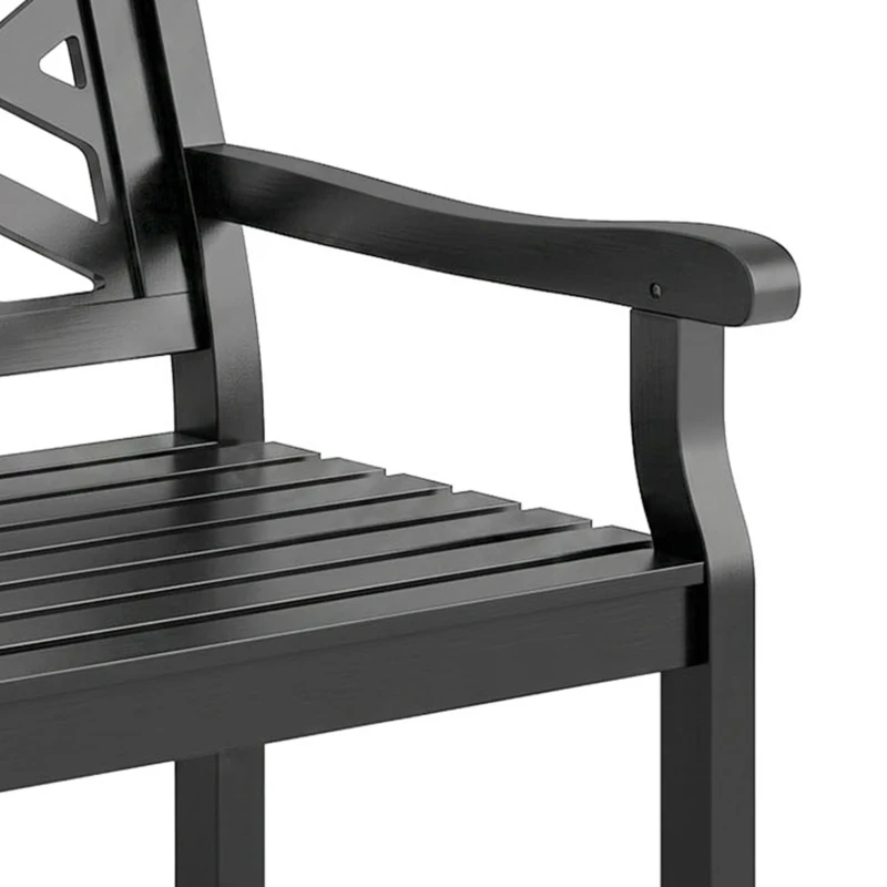 Outsunny 46" Outdoor Bench, Wooden Patio Loveseat with Slatted Frame and Armrests, 2 Seater Garden Bench for Porch, Lawn, Black
