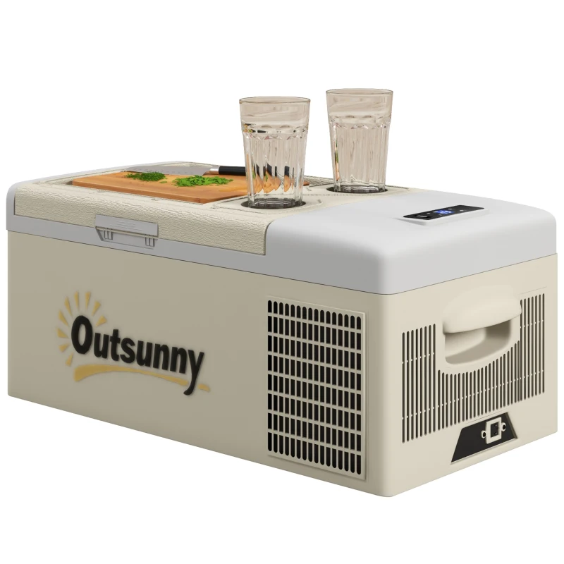 Outsunny 12 Volt Car Refrigerator, 17QT Car Fridge Electric Cooler, 12/24V DC and 100-240V AC, -4℉-50℉, Portable Refrigerator