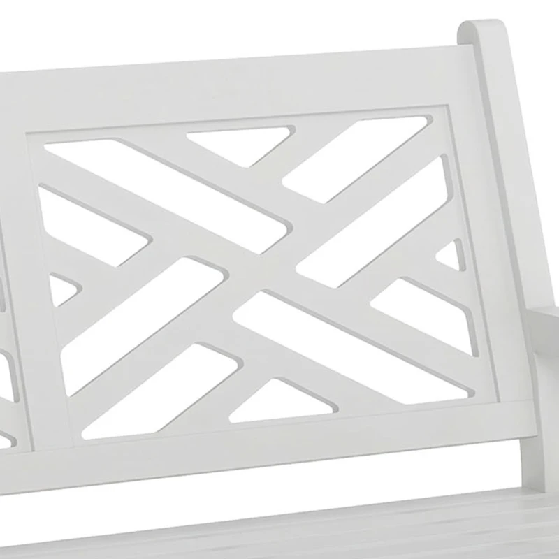 Outsunny 46" Outdoor Bench, Wooden Patio Loveseat with Slatted Frame and Armrests, 2 Seater Garden Bench for Porch, Lawn, White