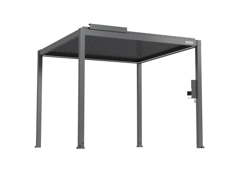 FlexPatio POWER+ Gen 2 Motorized Pergola – Motorized Louvers, 10'L x 10'W, Gray, 6063-T5 Aluminum
