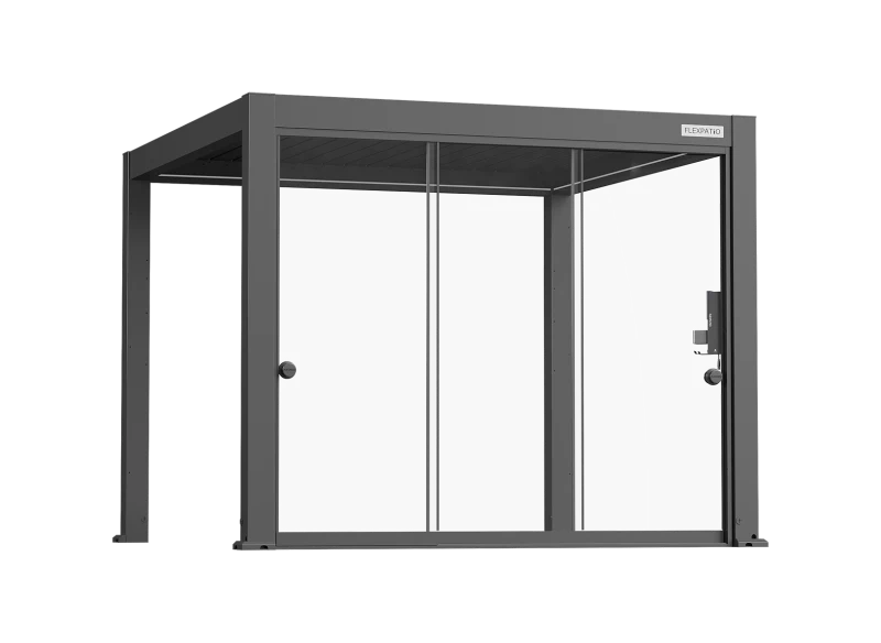 Flexpatio Glass Doors for Gen 2 Perogla – 10' Side 10mm Tempered Sliding Glass Door System Gray with 100% Aluminum Rails