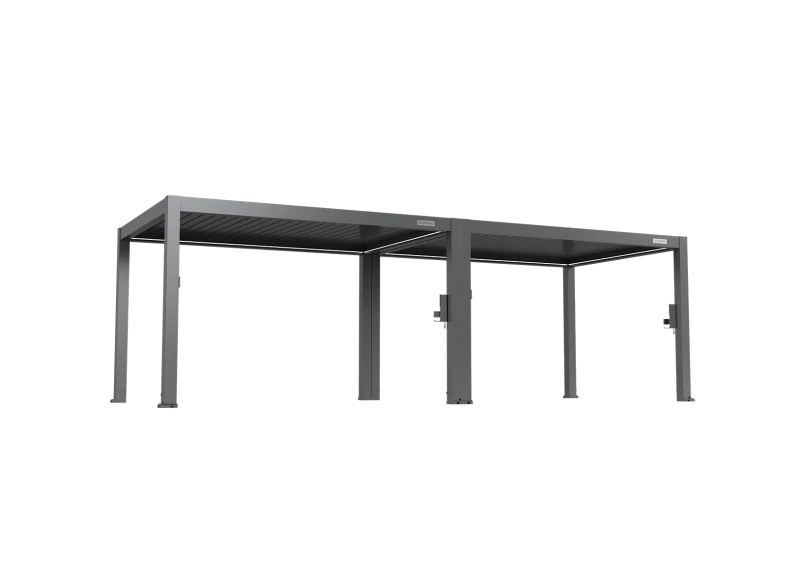 FlexPatio POWER+ PRO Gen 2 Motorized Pergola - 10' x 26' Gray, 6063-T5 Aluminum, Motorized Louvers & LED Lighting