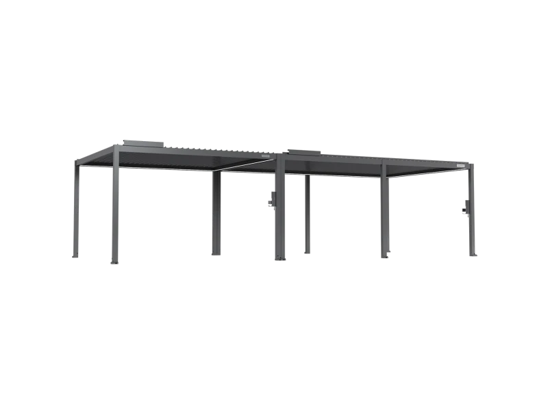 FlexPatio POWER+ Gen 2 Motorized Pergola — 13'L x 33'W Gray 6063-T5 Aluminum with Motorized Louvers