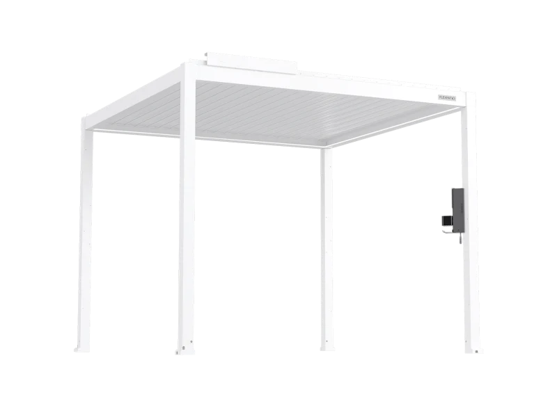 FlexPatio POWER+ Gen 2 Motorized Pergola 10'L x 10'W White - 6063-T5 Aluminum, Motorized Louvers, LED