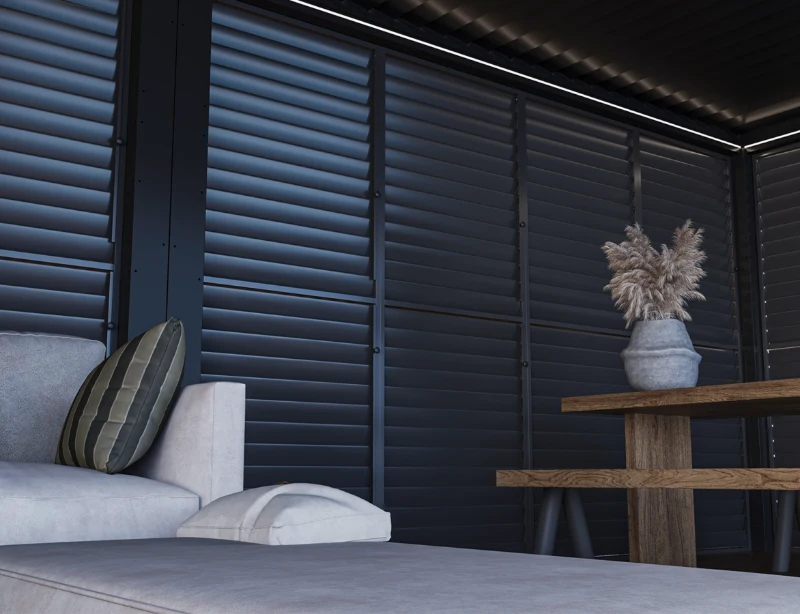 Flexpatio Privacy Shutter Walls Adjustable All-Aluminum Shutters for Pergola - 13' Side Gray, 0–180° Light and Airflow Control