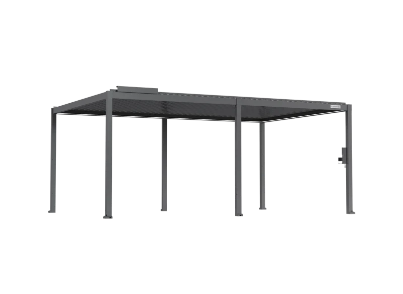 FlexPatio POWER+ Gen 2 Motorized Pergola, 13'L x 20'W Gray – 6063-T5 Aluminum, Motorized Louvers & LED