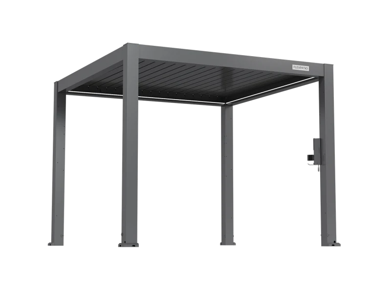 Flexpatio FlexPatio POWER+ PRO Gen 2 Motorized Pergola 10' x 10' Gray 6063-T5 Aluminum, 450.0 lb, Motorized Louvers
