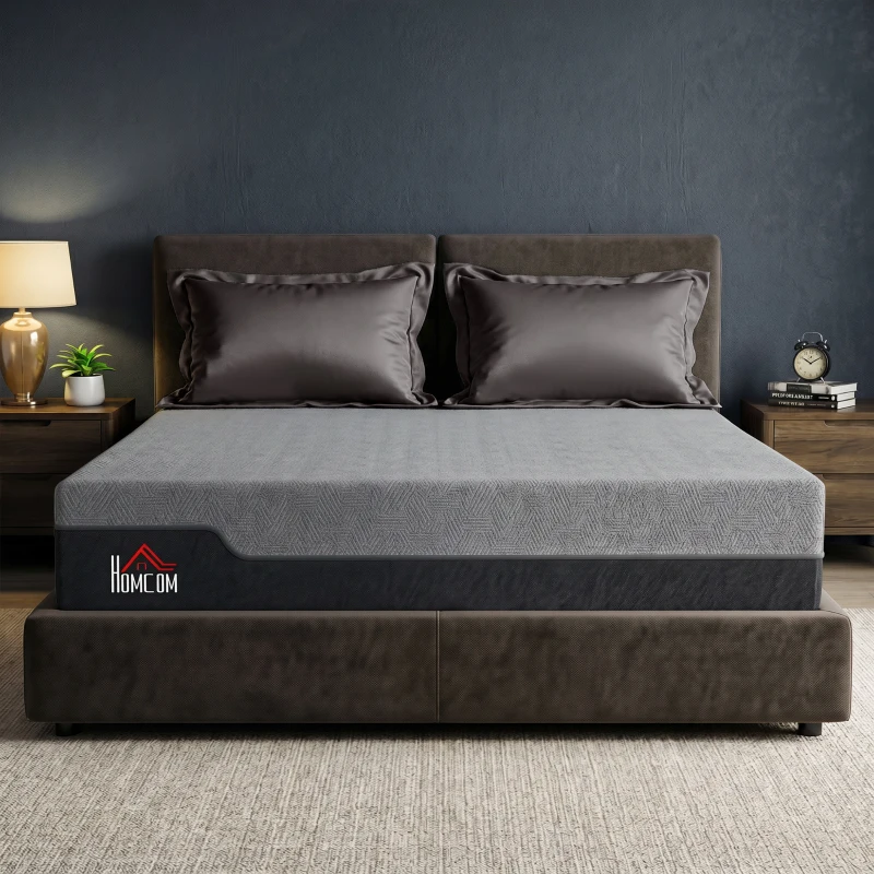 HOMCOM King Mattress, 14 Inch Memory Foam Mattress for Pressure Relief, Graphene Gel Cooling Copper Bed in a Box, Made in USA