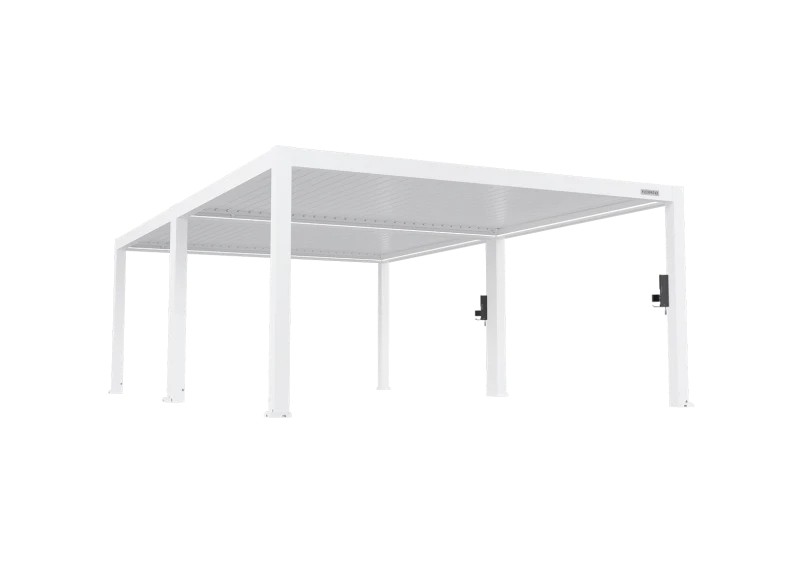 FlexPatio POWER+ PRO Gen 2 Motorized Pergola 16' x 26' White - 6063-T5 Aluminum Louvered Roof with LED Lighting