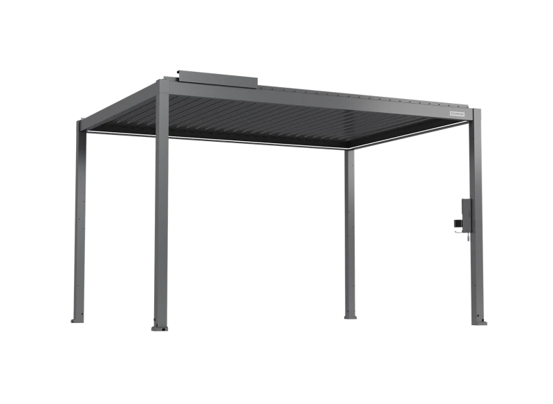 FlexPatio POWER+ Gen 2 Motorized Pergola – Motorized Louvers, 10'L x 13'W, Gray, 6063-T5 Aluminum